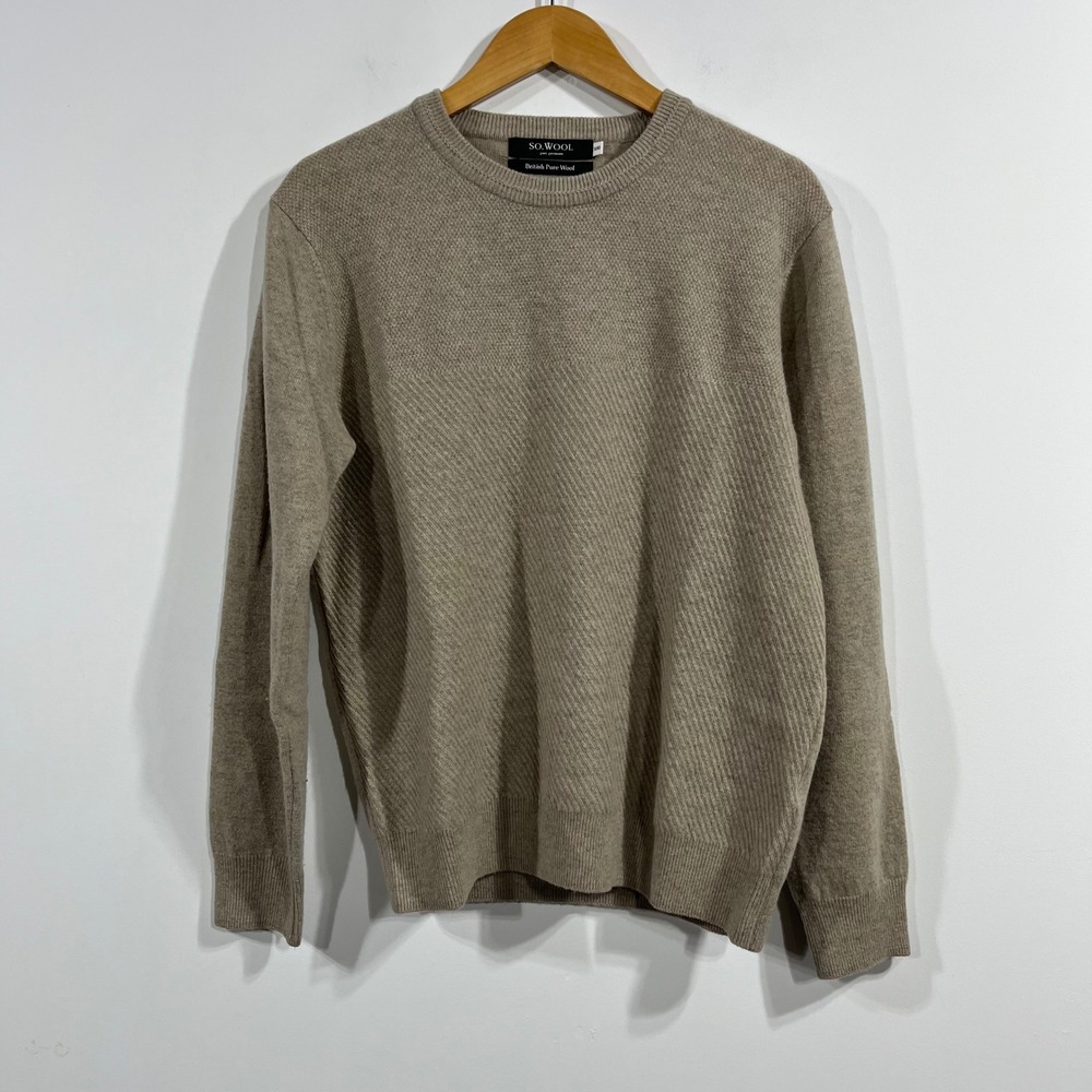 So.Wool British Pure Wool Old Money Preppy Crewneck Sweater Womens Large Career
